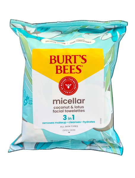 Burt's Bees Micellar Coconut & Lotus Facial Towelettes 30 ct