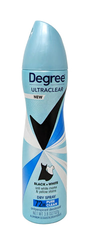 Degree UltraClear 72H Back & White Dry Spray Antiperspirant Pure Clean 3.8 oz