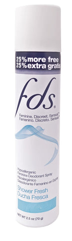 FDS Feminine Deodorant Spray Shower Fresh 2.5 oz Bonus Size