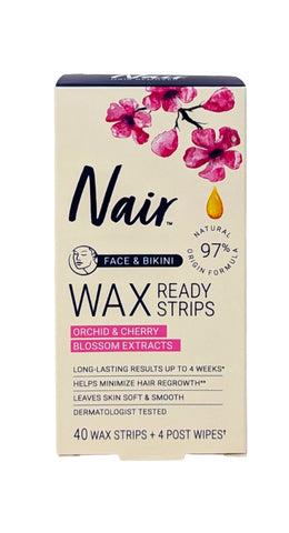 Nair Face & Bikini Wax Ready Strips 40 Wax Strips + 4 Post Wipes