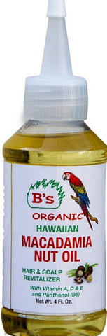 B's Organic Hawaiian Macadamia Nut Oil 4 oz.