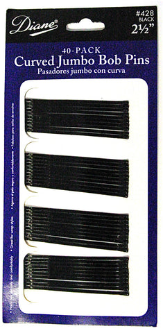 Diane Curved Jumbo Bob Pins Black 2 1/2", 40-Pack